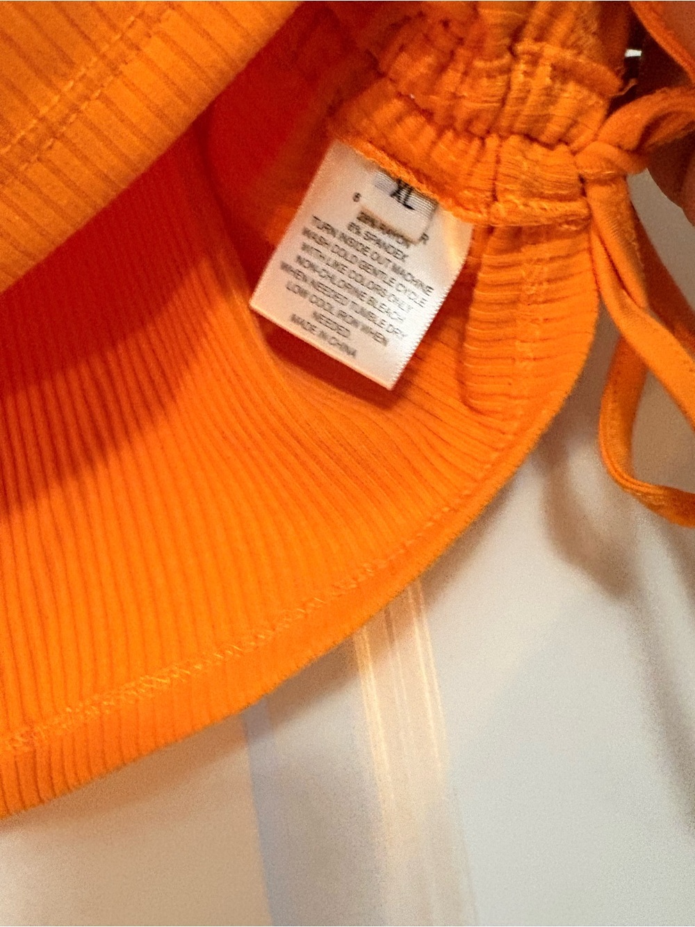 Source Unknown Orange Ribbed Ruched Tank Top - Picture 3 of 3